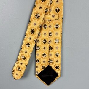 Ermenegildo Zegna Mens Gold Blue‎ Geometric Squares Silk 4" Neck Tie Length 58"